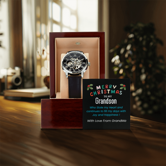 Mens Openwork Watch Christmas Gift for Grandson From Grandma