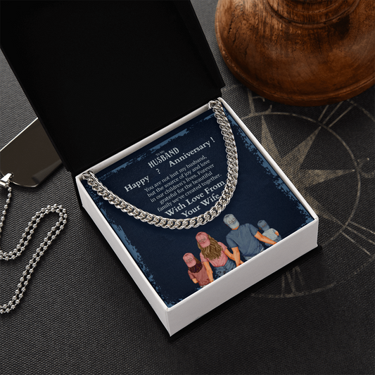 Cuban link necklace Anniversary gift for husband From Wife