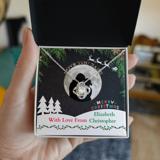 Christmas gifts for girlfriend or wife White Gold or Yellow gold Love Knot Pendant Necklaces.