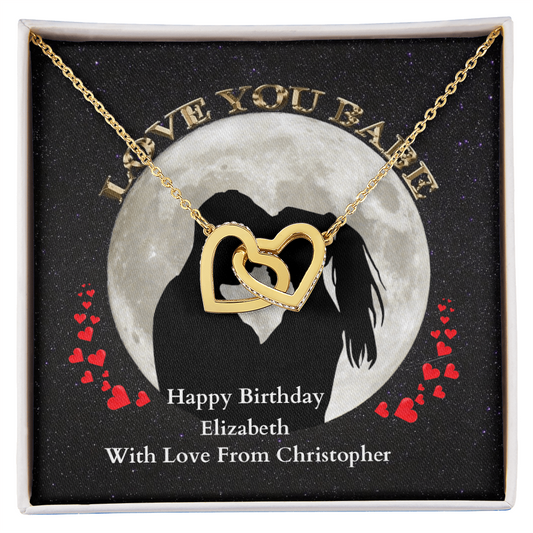 Interlocking Hearts Necklace Birthday Gift for Girlfriend/ Wife/Fiance