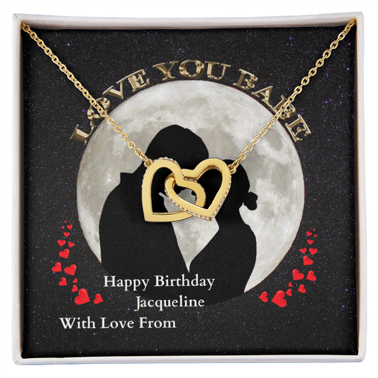 Interlocking Hearts Necklace Birthday Gift for Girlfriend/ Fiance/Wife