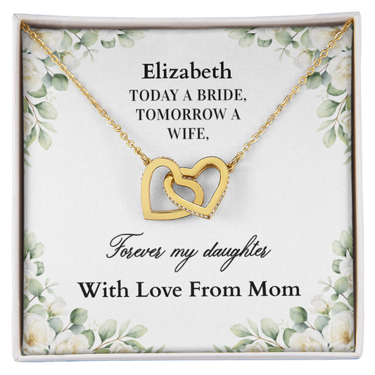 Gift for daughter on her wedding day interlocking hearts Bride necklace from Mom