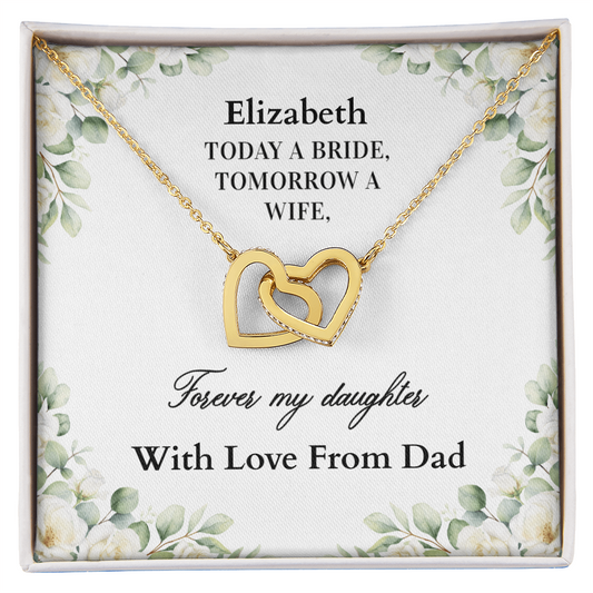 Gift for daughter on her wedding day interlocking hearts Bride necklace from Dad
