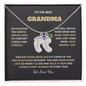 Engraved Baby Feet Necklace with Birthstone Gift for Grand Mother