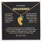 Engraved Baby Feet Necklace with Birthstone Gift for Grand Mother