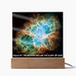 Scripture Art, Led lit Acrylic Plaque, of the hubble space telescope image of the Crab Nebula.