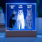 Acrylic Led lit Plaque of a Guilty Cat Trio Any time Gift for Cat Owners/lovers