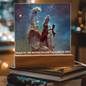 Scripture Art Led lit Acrylic Plaque, of the hubble space telescope image the Pillars of Creation.