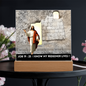 Scripture Art, Led lit Acrylic Plaque, of the Risen Christ Leaving the Empty Tomb In Jerusalem.