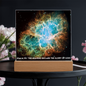 Scripture Art, Led lit Acrylic Plaque, of the hubble space telescope image of the Crab Nebula.