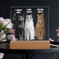 Acrylic Led lit Plaque of a Guilty Cat Trio Any time Gift for Cat Owners/lovers