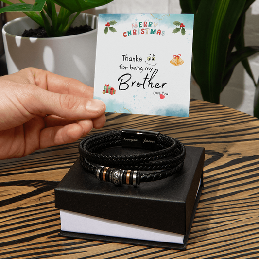 Men's Leather bracelet Birthday Gift for Brother