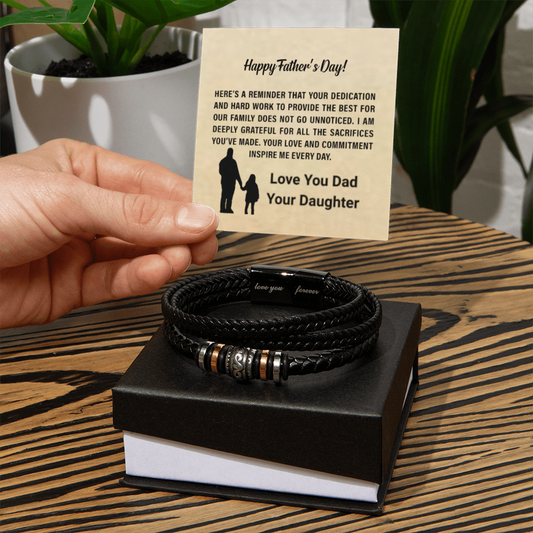 Leather Bracelet Fathers day Gift for Dad From Daughter