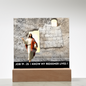 Scripture Art, Led lit Acrylic Plaque, of the Risen Christ Leaving the Empty Tomb In Jerusalem.