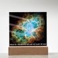 Scripture Art, Led lit Acrylic Plaque, of the hubble space telescope image of the Crab Nebula.