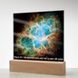Scripture Art, Led lit Acrylic Plaque, of the hubble space telescope image of the Crab Nebula.