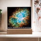 Scripture Art, Led lit Acrylic Plaque, of the hubble space telescope image of the Crab Nebula.