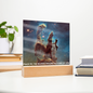 Scripture Art Led lit Acrylic Plaque, of the hubble space telescope image the Pillars of Creation.