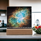 Scripture Art, Led lit Acrylic Plaque, of the hubble space telescope image of the Crab Nebula.