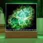 Scripture Art, Led lit Acrylic Plaque, of the hubble space telescope image of the Crab Nebula.