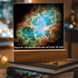 Scripture Art, Led lit Acrylic Plaque, of the hubble space telescope image of the Crab Nebula.