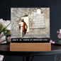 Scripture Art, Led lit Acrylic Plaque, of the Risen Christ Leaving the Empty Tomb In Jerusalem.