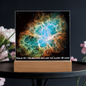 Scripture Art, Led lit Acrylic Plaque, of the hubble space telescope image of the Crab Nebula.