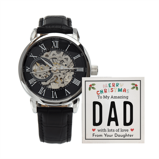 Mens openwork watch Christmas gift for Dad from Daughter