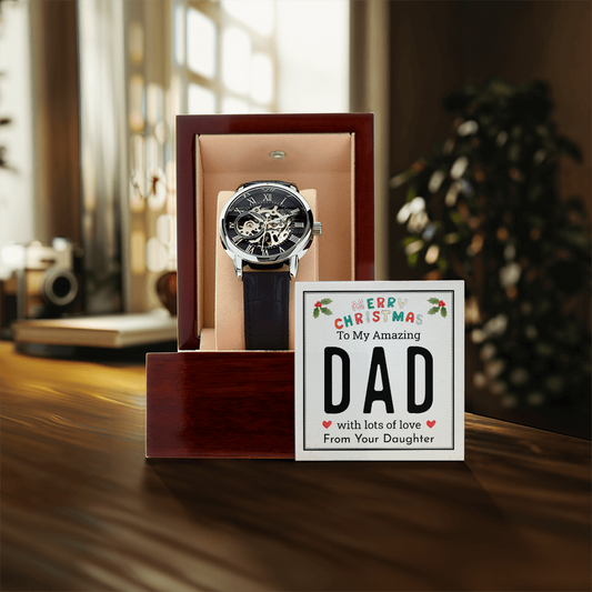 Mens openwork watch Christmas gift for Dad from Daughter