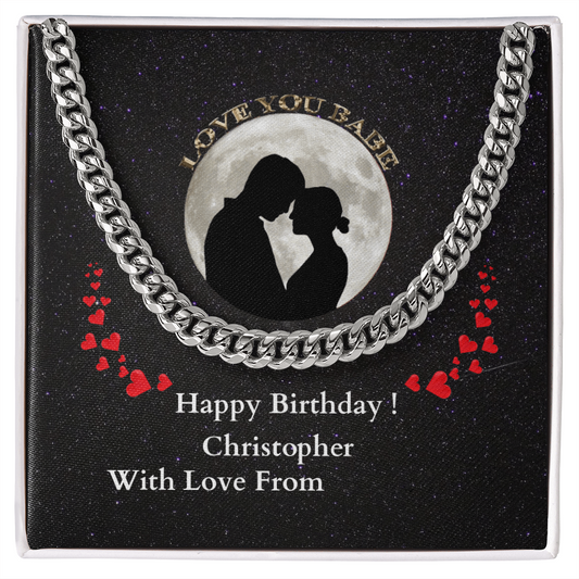 Birthday Present For Boyfriend, Cuban Link Chain Necklace Birthday Present For Husband/Boyfriend