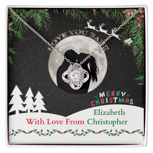 Christmas gifts for girlfriend, Yellow gold or White Gold Love Knot pendant necklaces.