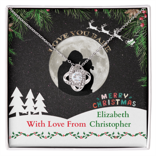 Christmas gifts for girlfriend White Gold or Yellow gold Love Knot Pendant Necklaces.