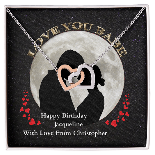 Interlocking Hearts Necklace Birthday Gift for Girlfriend/ Fiance/Wife