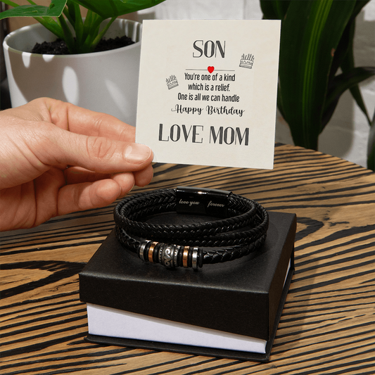 Men's leather Bracelet Birthday Gift for Son From Mom