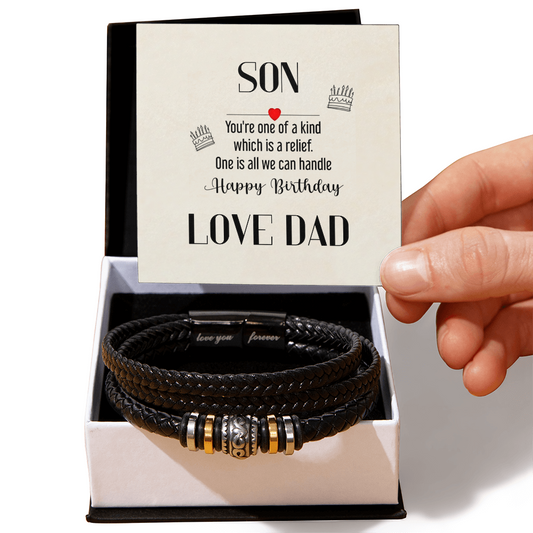 Men's leather Bracelet Birthday Gift for Son From Dad