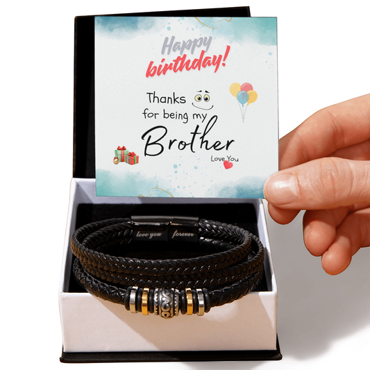 Men's Leather bracelet Birthday Gift for Brother