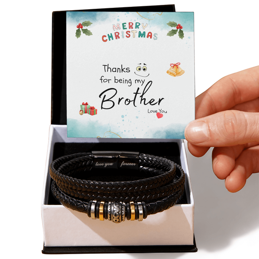 Men's Leather bracelet Birthday Gift for Brother