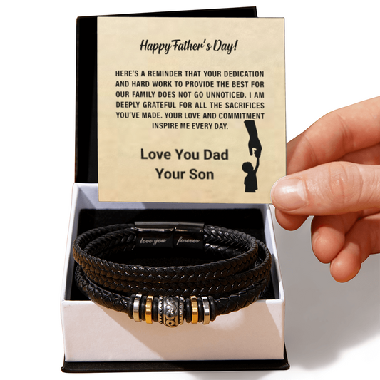 Fathers Day Leather Bracelet Gift For Dad from Son