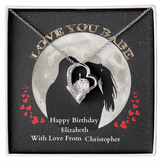 Birthday gift for girlfriend Yellow gold Heart pendant necklace - White Gold Heart pendant necklace