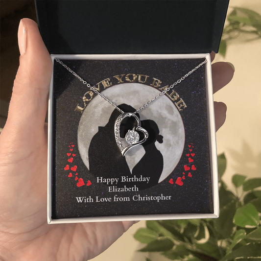 Birthday gift for girlfriend White gold Heart pendant necklace - Yellow Gold Heart pendant necklace