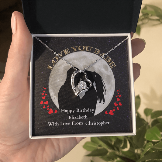 Birthday gift for girlfriend Yellow gold Heart pendant necklace - White Gold Heart pendant necklace